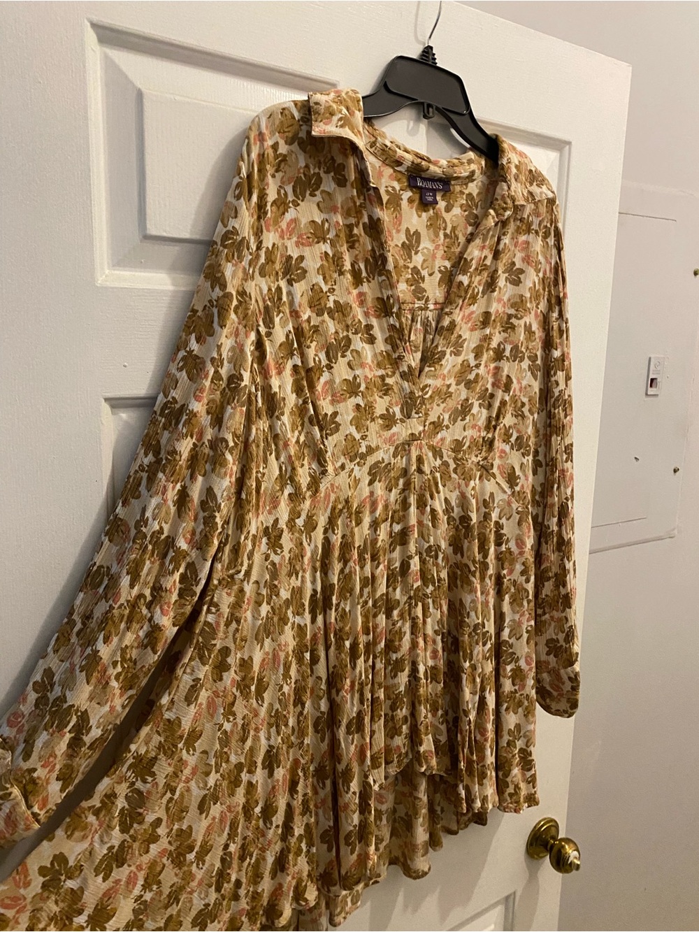 Roaman’s 22W Boho Floral Long-Pleated Tunic